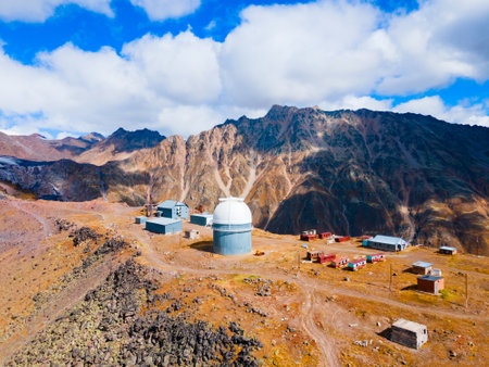 Terskol Peak Observatory is an International Center for Astronomical, Medical and Ecological Research on the Mount Elbrus, Russiaのeditorial素材