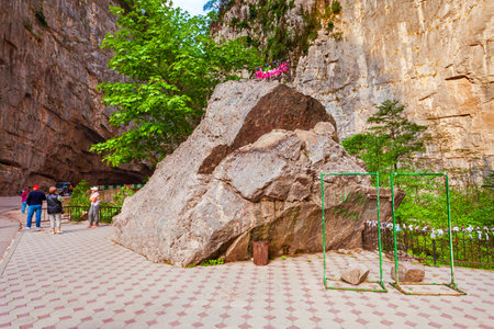Yupshar Canyon or Stone Bag near Ritsa Lake in Abkhazia region of Georgia in autumnのeditorial素材