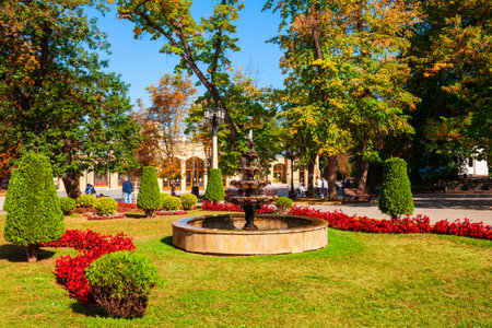 Fountain in the Kurortny Boulevard park in Kislovodsk, a spa city in Caucasian Mineral Waters region, Stavropol Krai in Russiaのeditorial素材