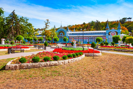 Fountain in Pyatigorsk city park. Pyatigorsk is a spa city in Caucasian Mineral Waters region, Stavropol Krai in Russia.のeditorial素材