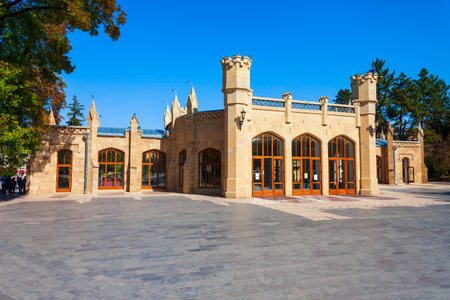 Narzan or Narzannaya Gallery is a historic building at the Kurortny Boulevard in Kislovodsk spa city in Caucasian Mineral Waters region, Stavropol Krai, Russia.のeditorial素材