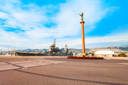 Embankment in the centre of Novorossiysk city. Novorossiysk is the main port on the Black Sea in Krasnodar Krai, Russia.のeditorial素材