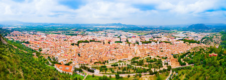 Xativa city aerial panoramic view. Xativa is located near Valencia in Spain.のeditorial素材