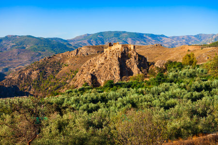 Lanjaron Castle or Castillo de los Moros is a small medieval fortress in Lanjaron town in the Alpujarras area in the province of Granada in Andalusia, Spainのeditorial素材