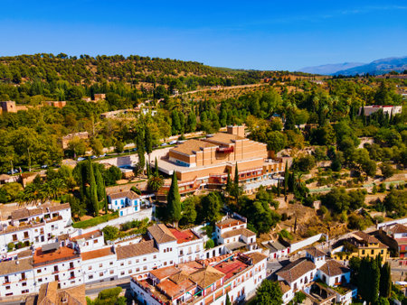 Manuel de Falla Museum aerial panoramic view in Granada, Andalusia region in Spainのeditorial素材