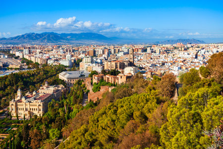 Malaga aerial panoramic view. Malaga is a city in the Andalusia community in Spainのeditorial素材