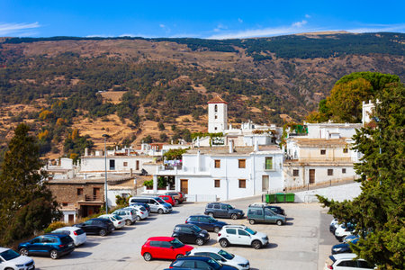 Church of Santa Maria Maggiore in Capileira village. Capileira is the highest village in the Alpujarras area in the province of Granada in Andalusia, Spain.のeditorial素材