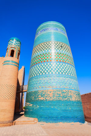 Kalta Minor Minaret at the Itchan Kala, the walled inner town of the city of Khiva in Uzbekistanのeditorial素材