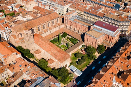 Musee des Augustins de Toulouse or Musee des Beaux-Arts aerial panoramic view, a fine arts museum in Toulouse city, Franceのeditorial素材