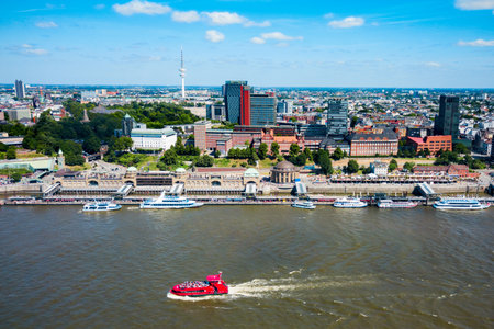 Hamburg city centre aerial panoramic view in Germanyのeditorial素材