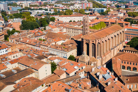 Church of the Jacobins aerial panoramic view, a Roman Catholic church located in Toulouse city, Franceのeditorial素材
