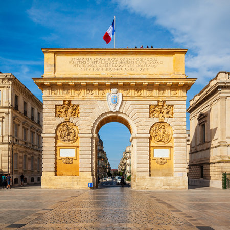 Triumphal Arch or Arc de Triomphe in Montpellier city in Franceのeditorial素材