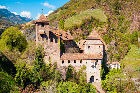 Runkelstein Castle or Castel Roncolo is a medieval fort on a rocky spur in Bolzano city in South Tyrol, Italyのeditorial素材