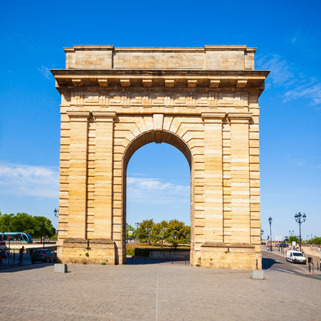 La porte Cailhau or Calhau Gate is a monument located in Bordeaux city in Franceのeditorial素材