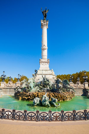 Girondins Monument is located at Place des Quinconces square in the centre of Bordeaux city in Franceのeditorial素材