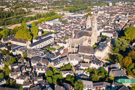 Tours aerial panoramic view. Tours is a city in the Loire valley of Franceのeditorial素材