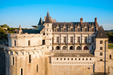 Chateau d'Amboise aerial view. It is a chateau in Amboise city, Loire valley in France.のeditorial素材
