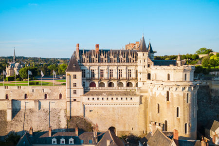Chateau d'Amboise aerial view. It is a chateau in Amboise city, Loire valley in France.のeditorial素材