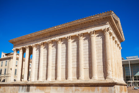 Maison Carree is an ancient roman temple building in Nimes city in southern Franceのeditorial素材
