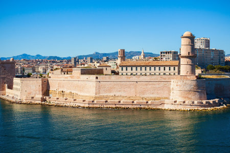 Fort Saint Jean is a fortification at the entrance to the Old Port in Marseille city in Franceのeditorial素材