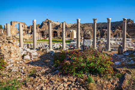 The ancient city of Side in Antalya region on the Mediterranean coast of Turkey.のeditorial素材