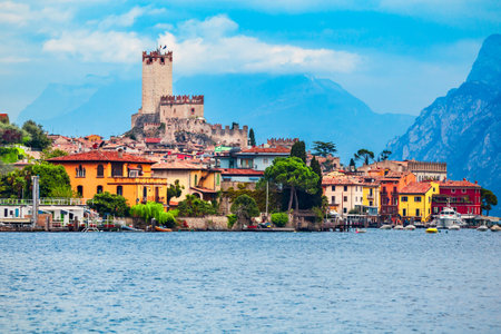 Scaliger Castle or Castello Scaligero is a medieval fortress in the Malcesine old town on the shore of Lake Garda in Verona province, Italyのeditorial素材