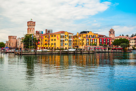 Scaligero Castle is a fortress in the historical center of Sirmione town at the Garda Lake in Italyのeditorial素材