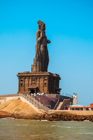 Thiruvalluvar Statue on the small island in Kanyakumari city in Tamil Nadu, Indiaのeditorial素材