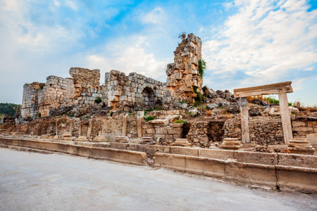 Perge was an ancient Anatolian city, now located near the Antalya city in Turkeyのeditorial素材