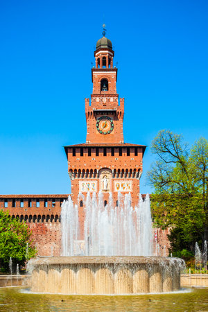 Sforza Castle or Castello Sforzesco is located in Milan city in northern Italy.のeditorial素材