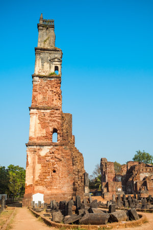 Church of St. Augustine is a ruined church complex located in Old Goa in Indiaのeditorial素材