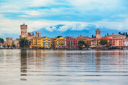 Scaligero Castle is a fortress in the historical center of Sirmione town at the Garda Lake in Italyのeditorial素材