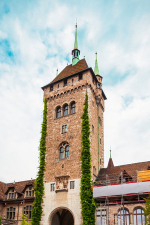 Swiss National Museum or Landesmuseum is located in the centre of Zurich city in Switzerlandのeditorial素材