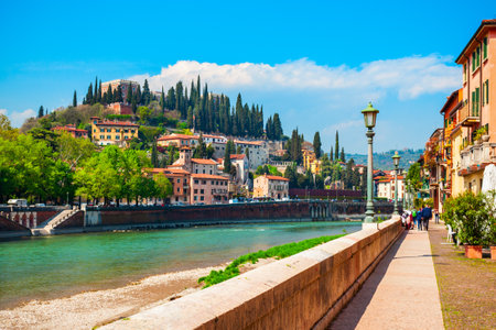 San Pietro is an ancient castle in Verona, Veneto region in Italyのeditorial素材