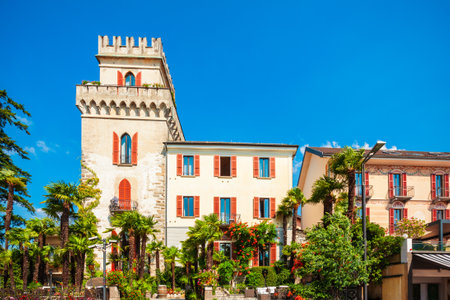 Beauty old building in Ascona, which located near Locarno, a town on the shore of Lake Maggiore in the Ticino canton in Switzerland.のeditorial素材