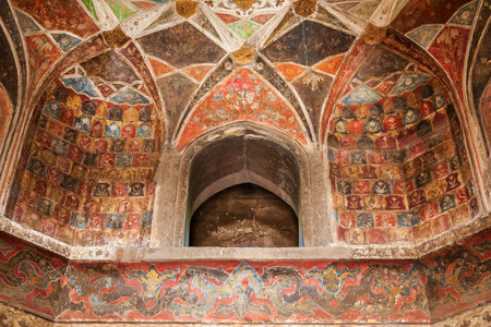 Geometric pattern background on the wall of Taj Mahal palace in Agra city, Uttar Pradesh state of Indiaのeditorial素材