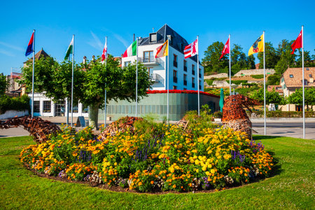 Nyon is a town on the shores of Lake Geneva in the canton of Vaud in Switzerlandのeditorial素材