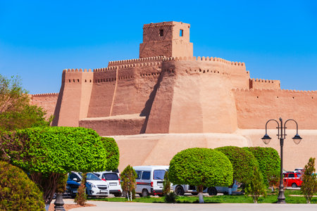 Kunya Ark means old fortress is a citadel inside the Ichan Kala ancient town in Khiva, Uzbekistanのeditorial素材