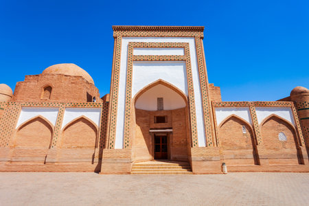Muhammad Amin Inaq Madrasah at the Ichan Kala, an ancient walled inner town of the city of Khiva in Uzbekistanのeditorial素材