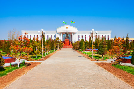 Parliament building in Nukus city, Karakalpakstan region of Uzbekistanのeditorial素材