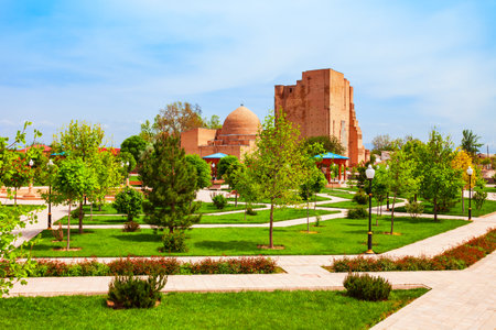Dorus Saodat or Jahangir Mausoleum at the Ak-Saray or Ak Saray Park in the ancient city of Shahrisabz in Uzbekistanのeditorial素材