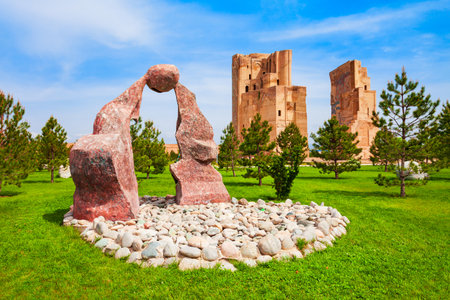 Ak-Saray or Ak Saray Palace in the city of Shahrisabz in Uzbekistanのeditorial素材