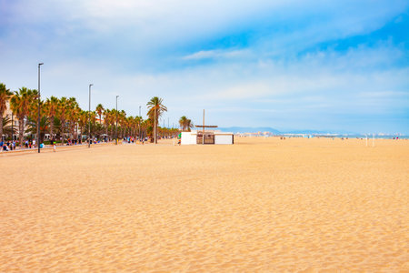 Valencia city beach. Valencia is the third most populated municipality in Spain.の写真素材