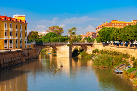 Bridge of Perils or Puente de los Peligros is a bridge through Segura river in Murcia. Murcia is a city in south eastern Spain.の写真素材