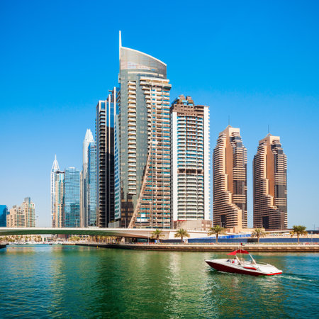 Dubai Marina is an artificial canal city and a district in Dubai in UAEの写真素材