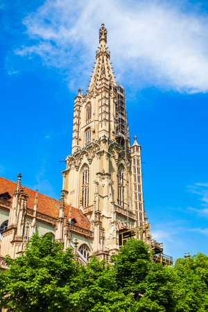 Bern Minster or Berner Munster is a Swiss Reformed cathedral in the old city of Bern in Switzerlandの写真素材