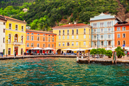 Riva del Garda is a town at the northern tip of the Lake Garda in the Trentino Alto Adige region in Italy.の写真素材