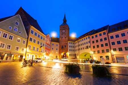 Schmalzturm Tower at Hauptplatz main square in Landsberg am Lech. Landsberg am Lech is a town in southwest Bavaria, Germany.の写真素材