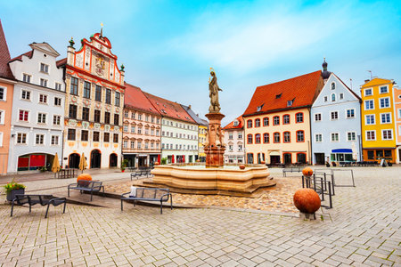 Hauptplatz main square in Landsberg am Lech. Landsberg am Lech is a town in southwest Bavaria, Germany.の写真素材
