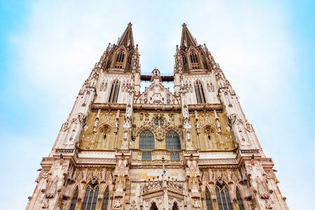 Regensburg Cathedral or Saint Peter Church. Regensburg is a city at Danube river in Bavaria, Germany.の写真素材